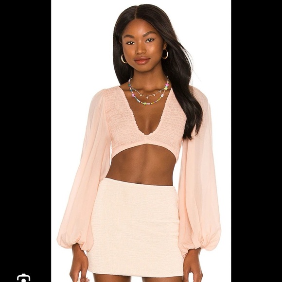 Indah Biru Solid Ruched Long Sleeve in Petal Size M/L $128 - Picture 7 of 8